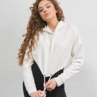 Худи женское short" молочно белое"