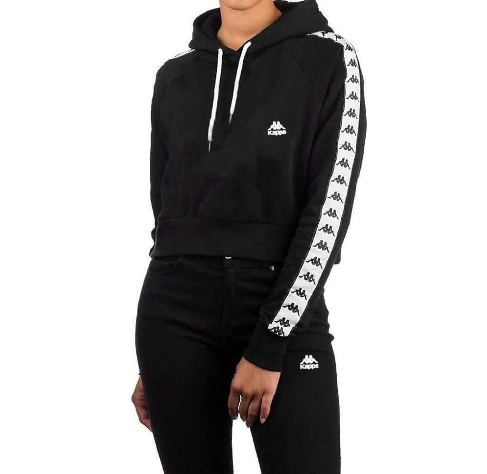 Спортивний костюм у стилі Kappa жіночий чорний з лампасами (лакосту)