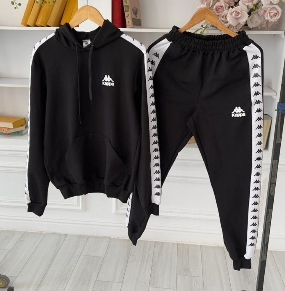 Спортивний костюм у стилі Kappa жіночий чорний з лампасами (лакосту) - Зображення 3